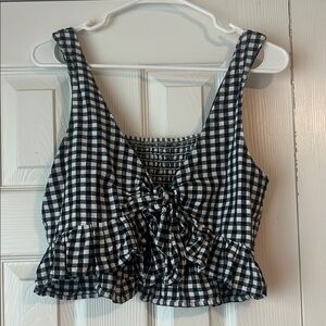 Black and White Gingham Women's Top